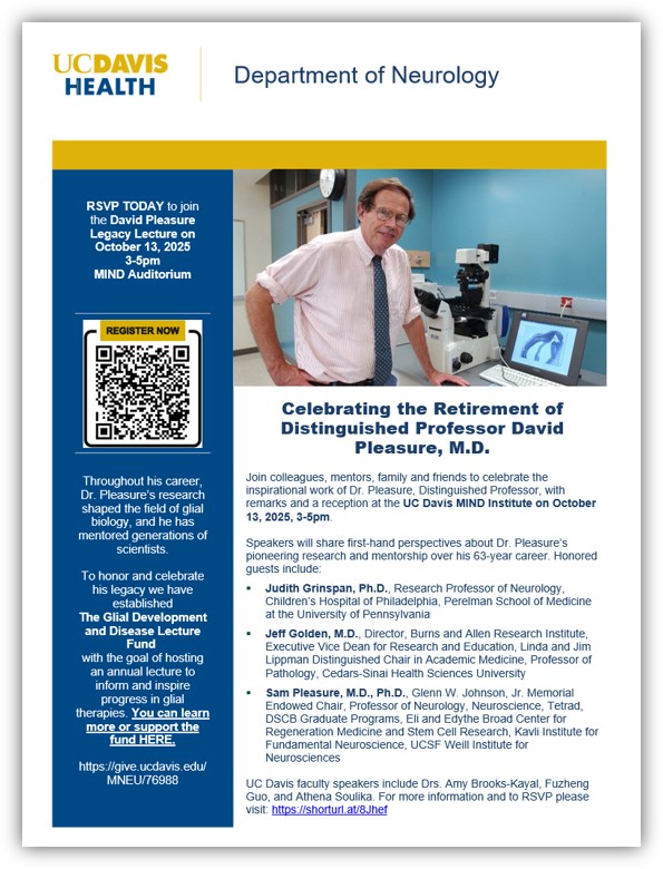 David Pleasure, M.D., Legacy Lecture and Reception