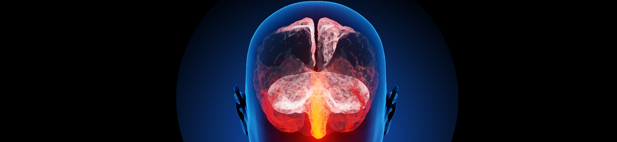 Vibrant watercolor image of human head with brain illuminated; neuroimmunology header
