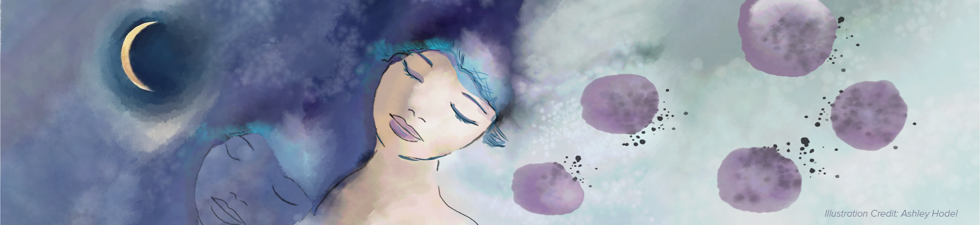 Watercolor painting of a woman dreaming